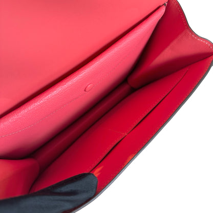Used HERMES Chevre Verrou Clutch Handbag Pink PHW