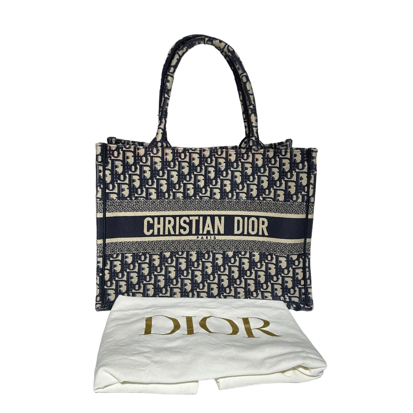Used DIOR Canvas Used Dior Canvas Book Tote Tote Navy Blue Tote Bag Navy Blue