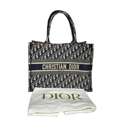 Used DIOR Canvas Used Dior Canvas Book Tote Tote Navy Blue Tote Bag Navy Blue