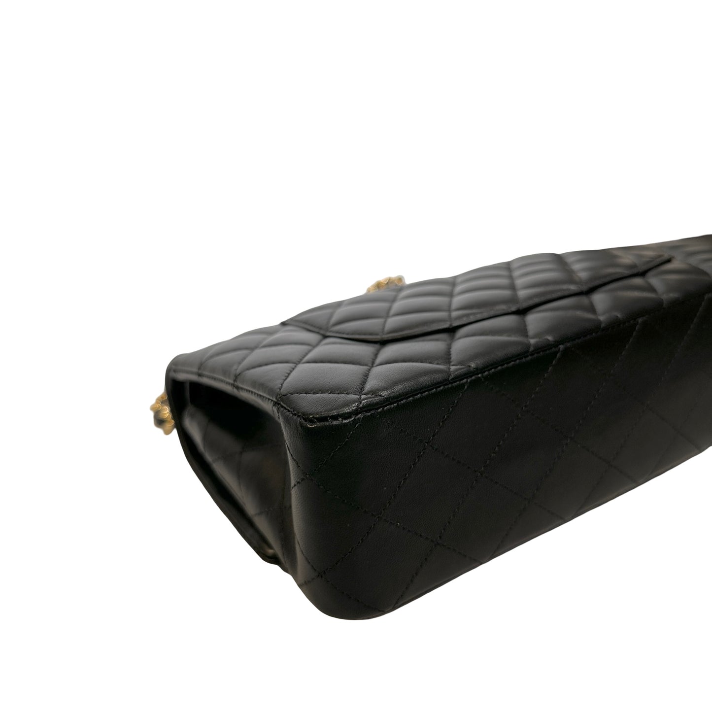 Used CHANEL Lambskin CF 25 Clambskin Chain Shoulder Bag Black
