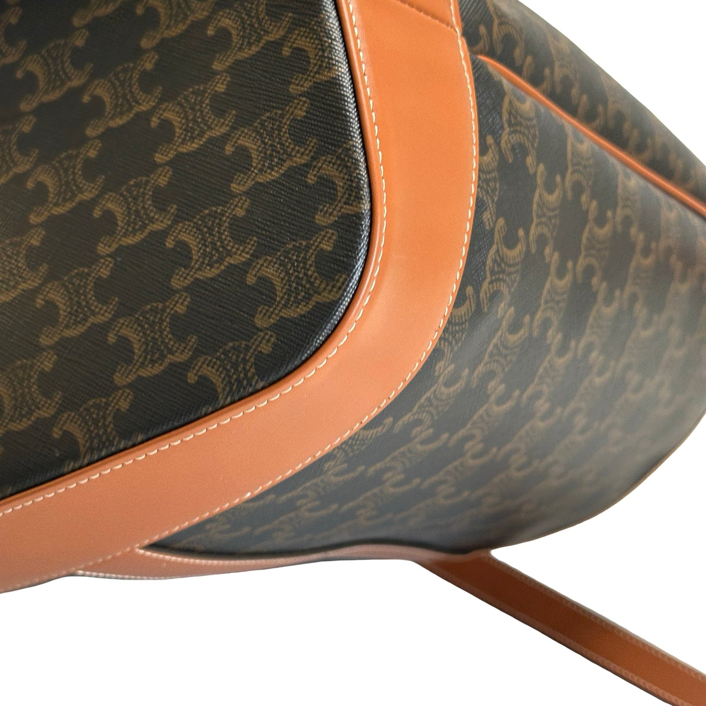 Used CELINE Triomphe Canvas Leather Triomphe Canvas Bucket Bag Bucket Bag Brown Tan