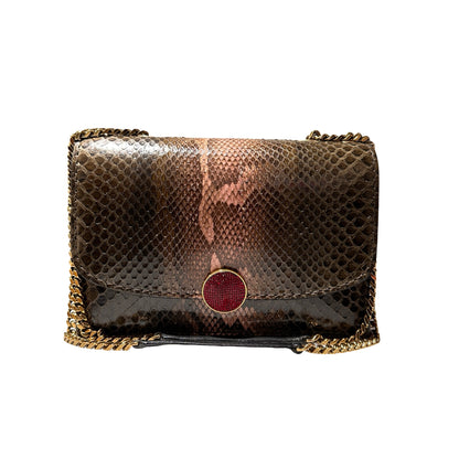 Used MARC JACOBS Snake Skin Chain Shoulder Shoulder Bag Brown