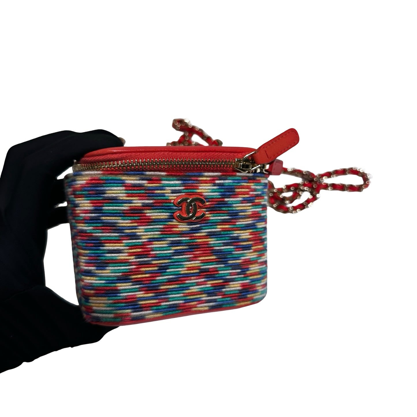 Used CHANEL Mini Vanity Cross Body Bag Red Multi color