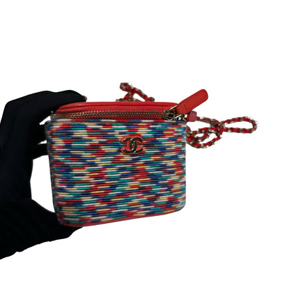 Used CHANEL Mini Vanity Cross Body Bag Red Multi color