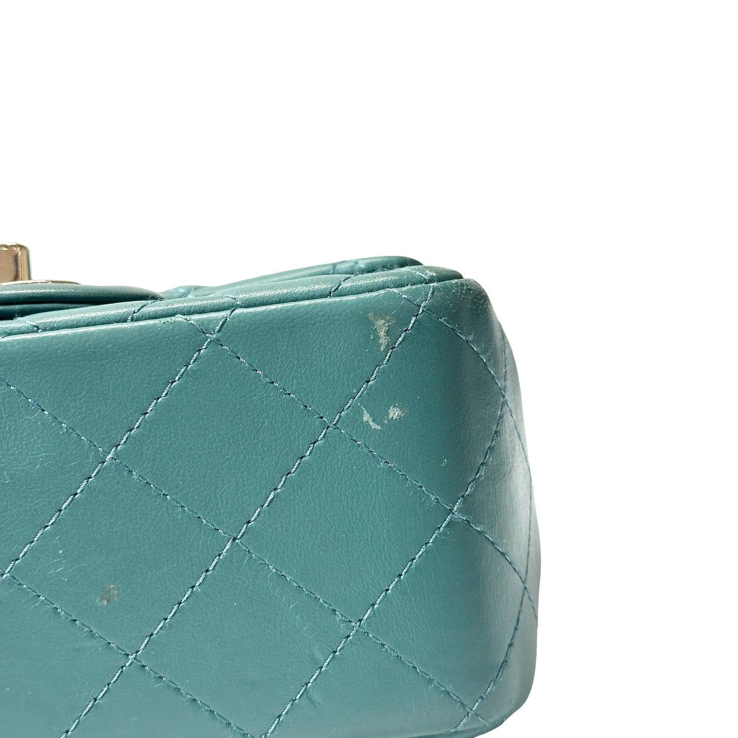 Used CHANEL Cross Body Bag Mini Flap 17cm Green PHW