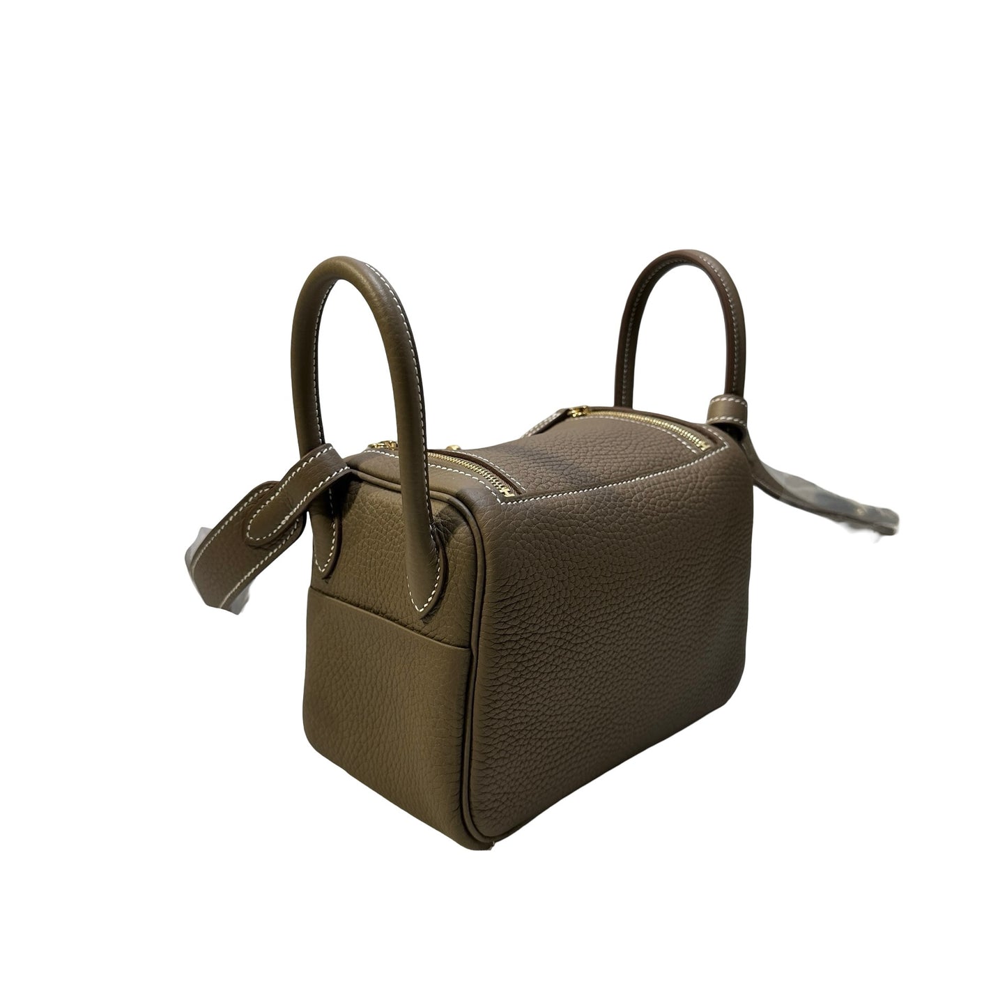 Brand New HERMES Clemence Leather Lindy Handbag Etoupe