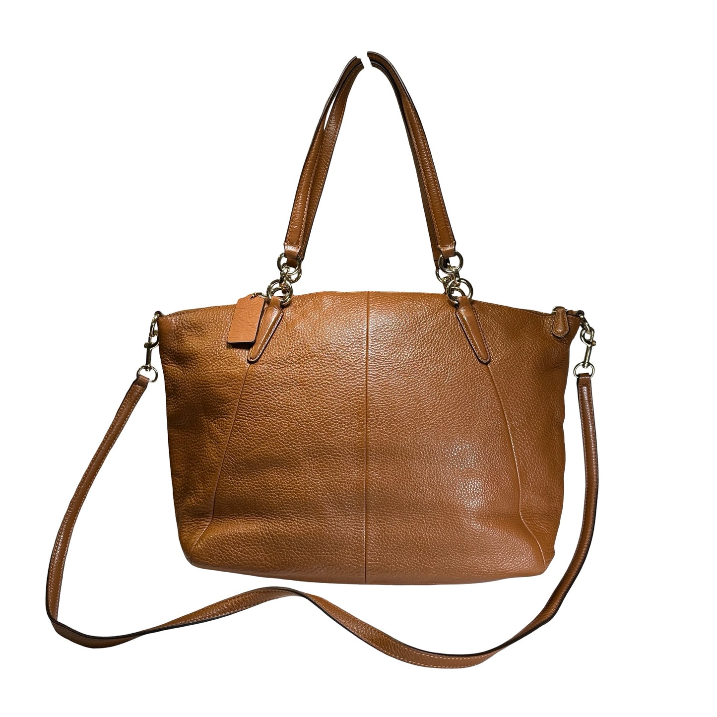 Used COACH Pebbled Leather Tyler Carryall Tote Bag Brown
