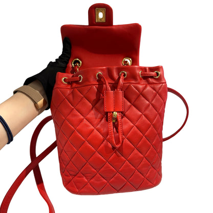 Used CHANEL Lambskin Urban Spirit Backpack Backpack Red