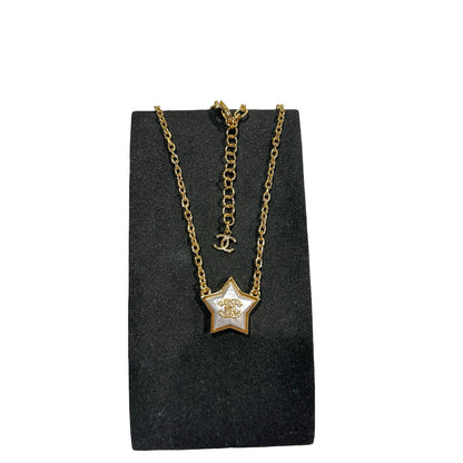 Used Chanel Star Pendant Necklace Accessories GHW White