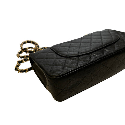 Used CHANEL Calfskin CF 25 Chain Shoulder Bag Black GHW