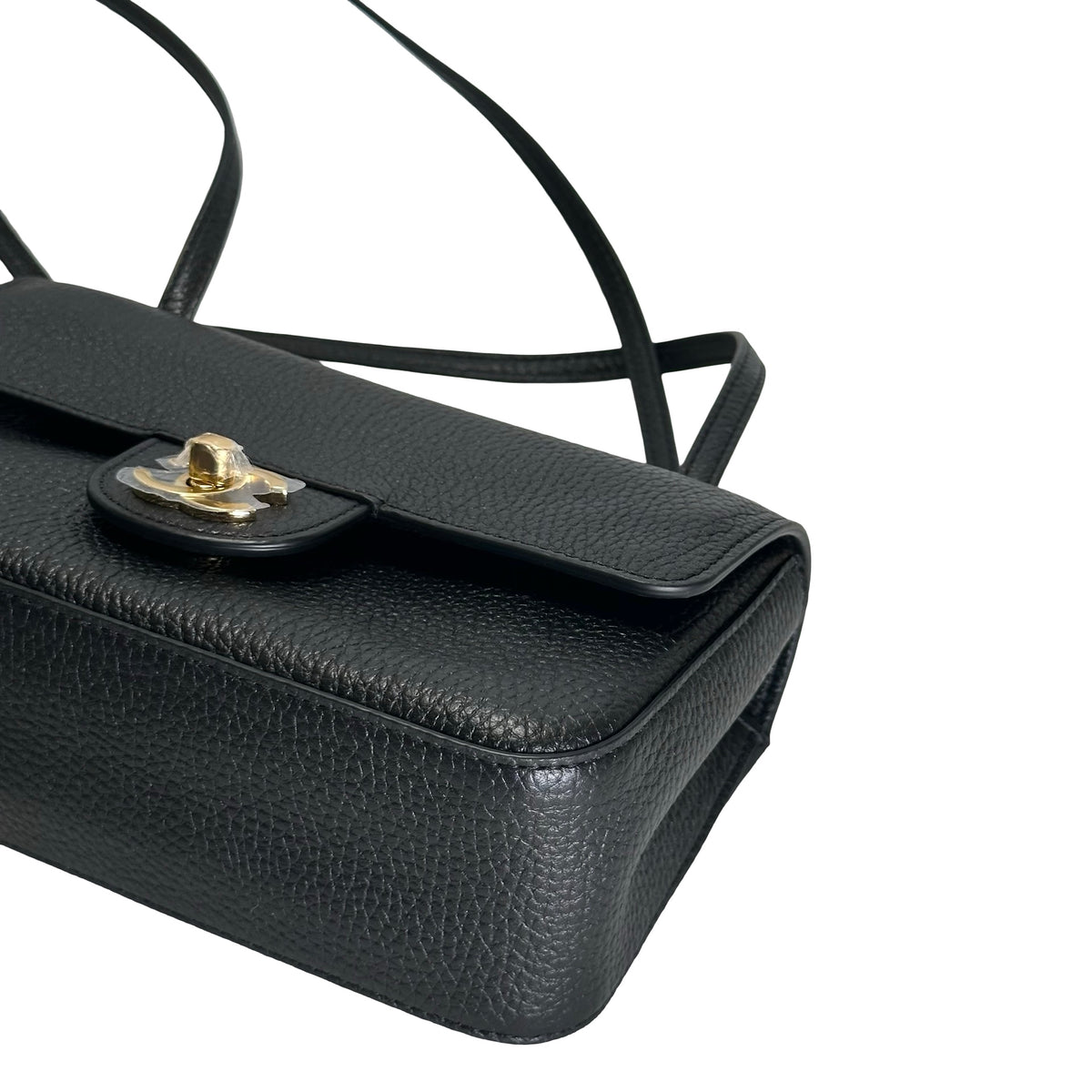 Brand New CHANEL Caviar Leather Flap Bag Shoulder Bag Black Gold