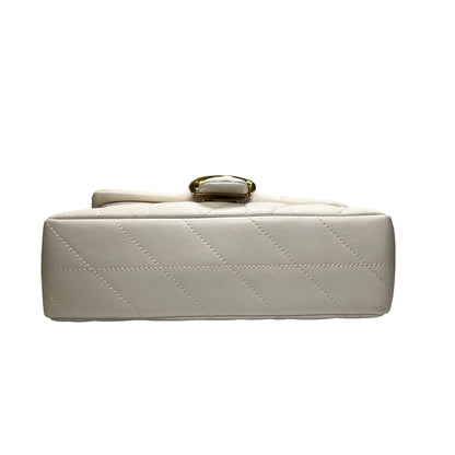 Used COACH Quilted Leather Quilted Tabby Chain Shoulder Bag White GHW