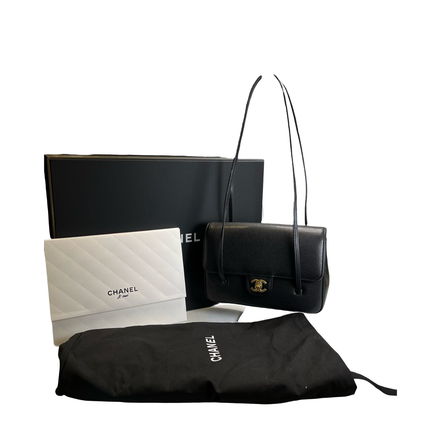 Used CHANEL Caviar Leather Shoulder Bag Shoulder Bag Black