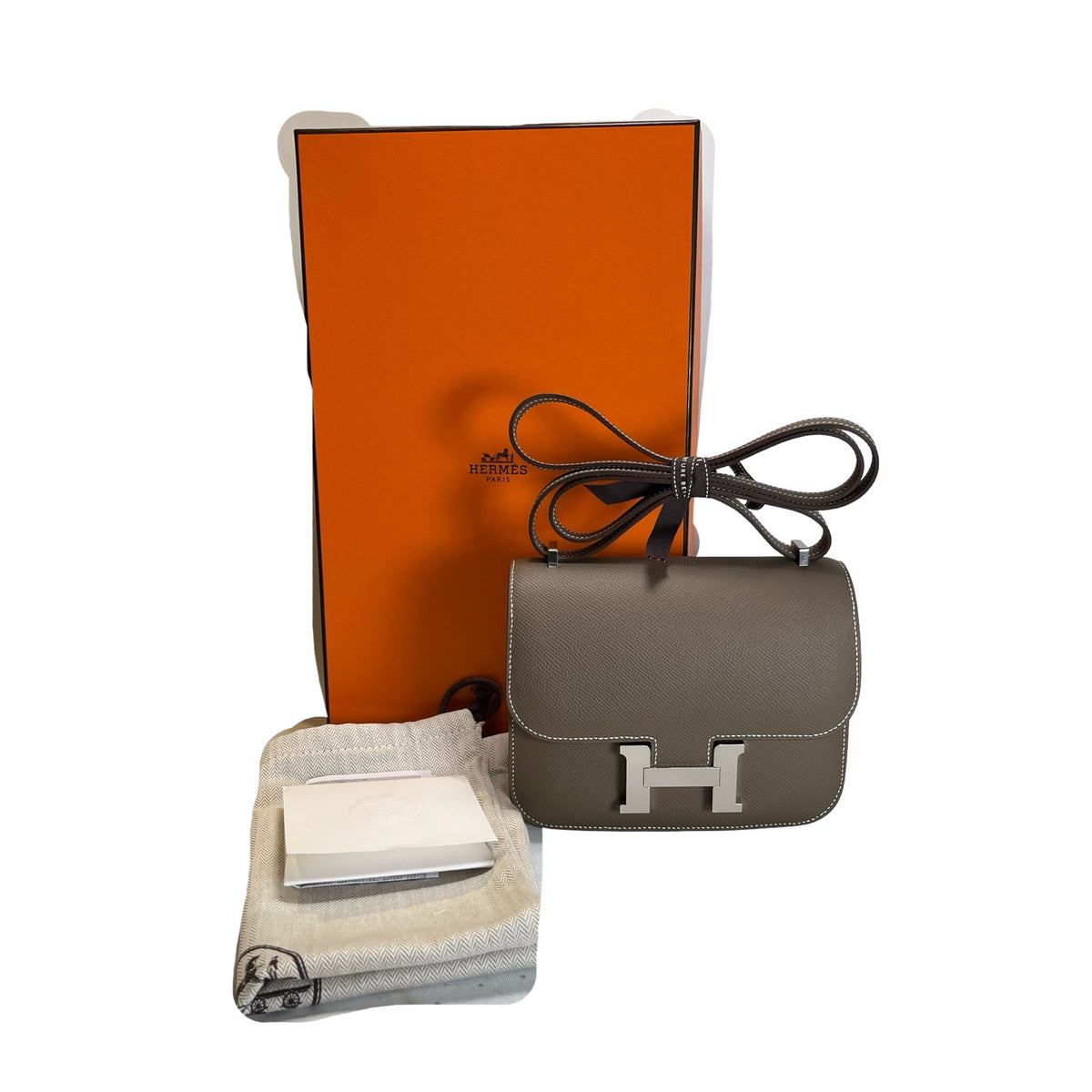 Brand New HERMES Epsom Constance Mini Crossbody Bag Etoupe