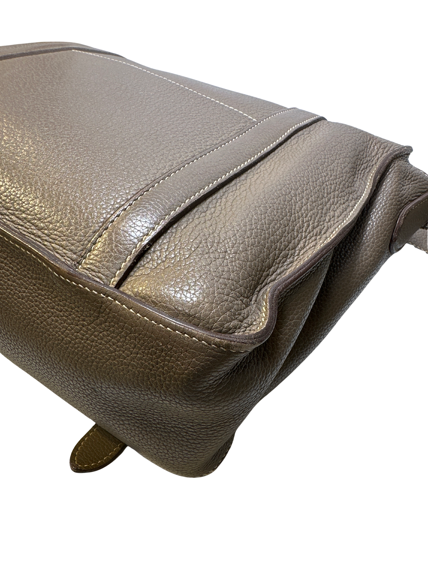 HERMES Clemence Leather Steve 35 Shoulder Bag Brown PHW