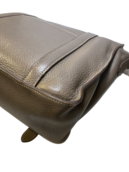 HERMES Clemence Leather Steve 35 Shoulder Bag Brown PHW