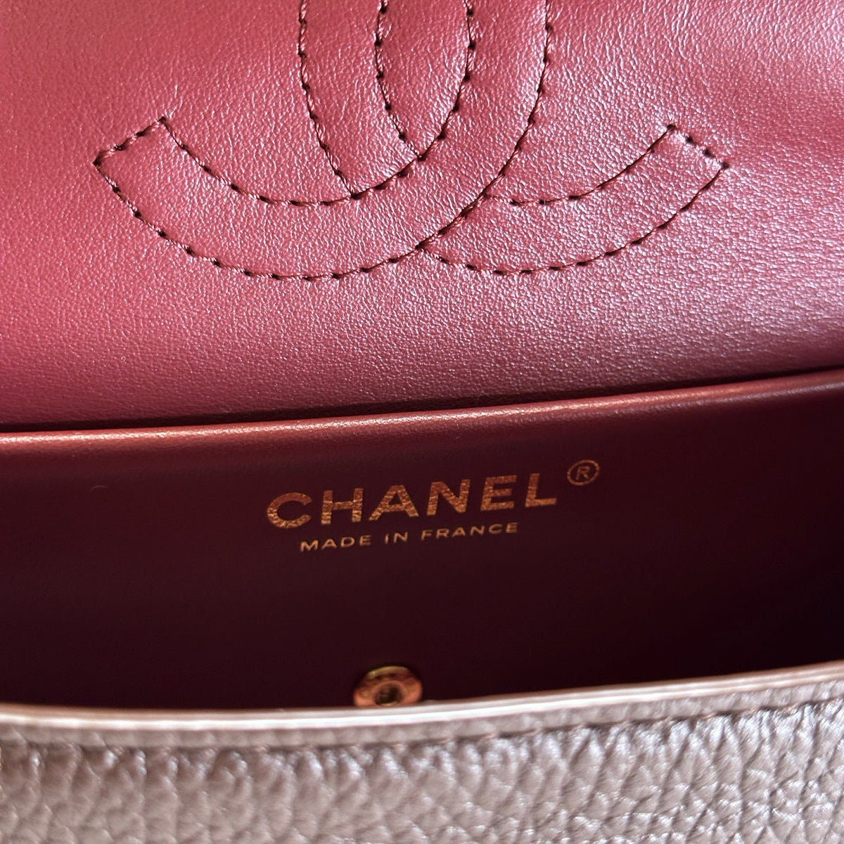 Brand New CHANEL Caviar Leather Mini Flap Bag Shoulder Bag Brown Gold Hardware