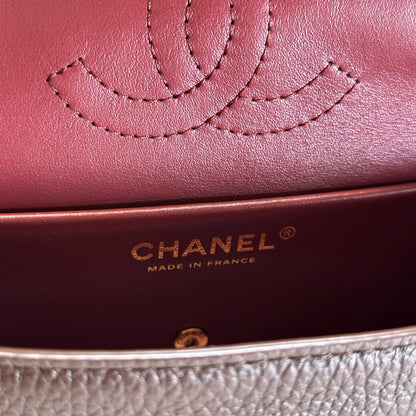 Brand New CHANEL Caviar Leather Mini Flap Bag Shoulder Bag Brown Gold Hardware
