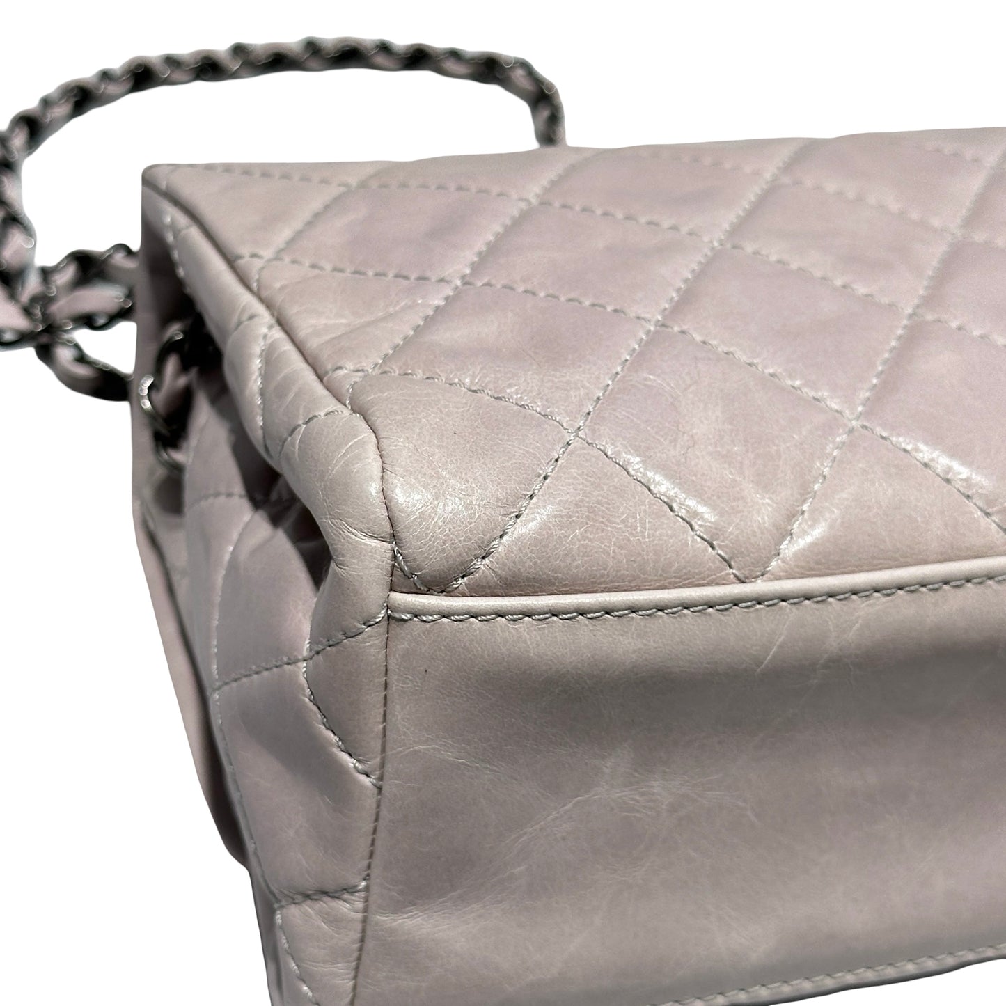 Used CHANEL Flap Chain Shoulder Bag Grey
