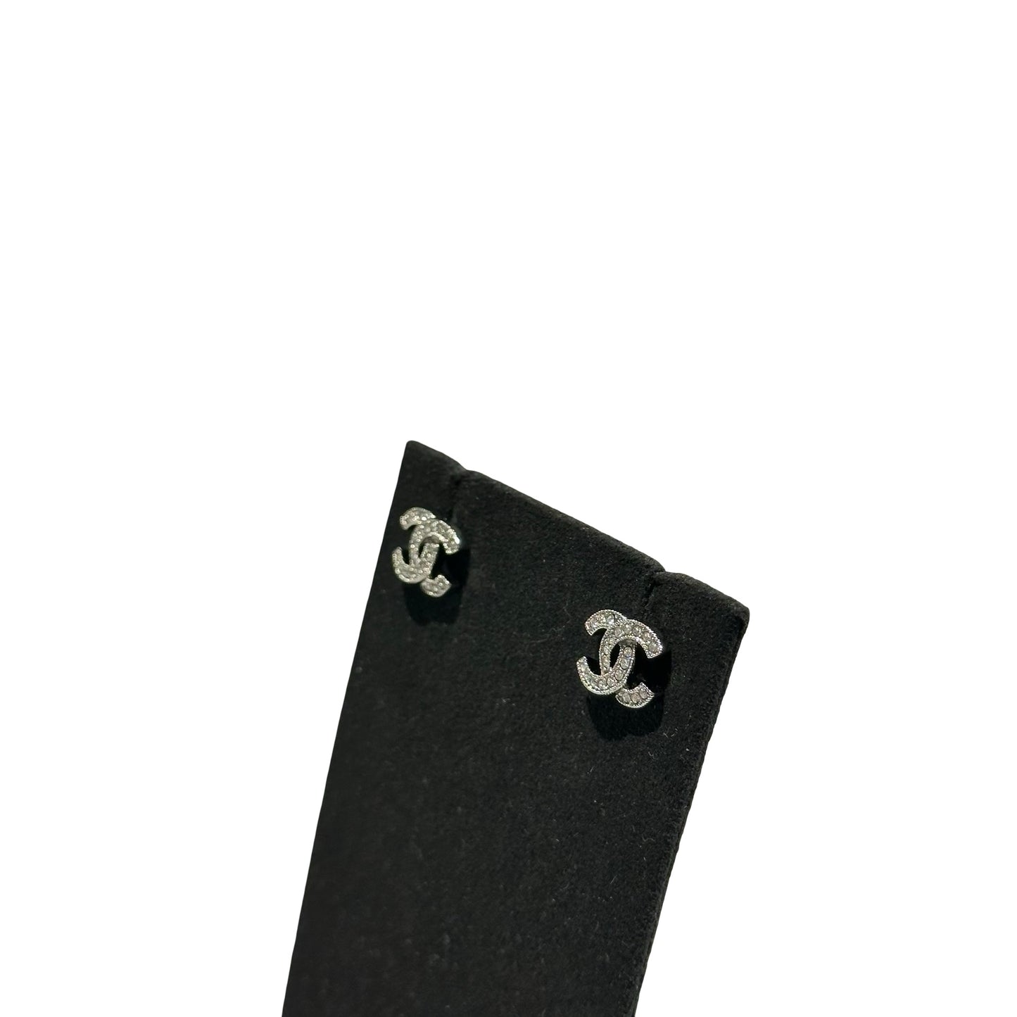New Chanel CC Logo Earrings Silver