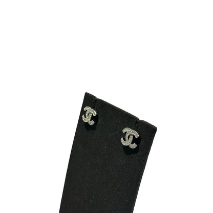 New Chanel CC Logo Earrings Silver