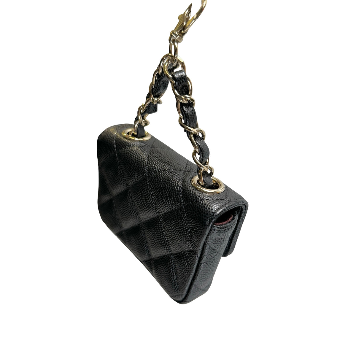 Used CHANEL Quilted Caviar Mini Flap Bag Mini Bag Black Gold Hardware