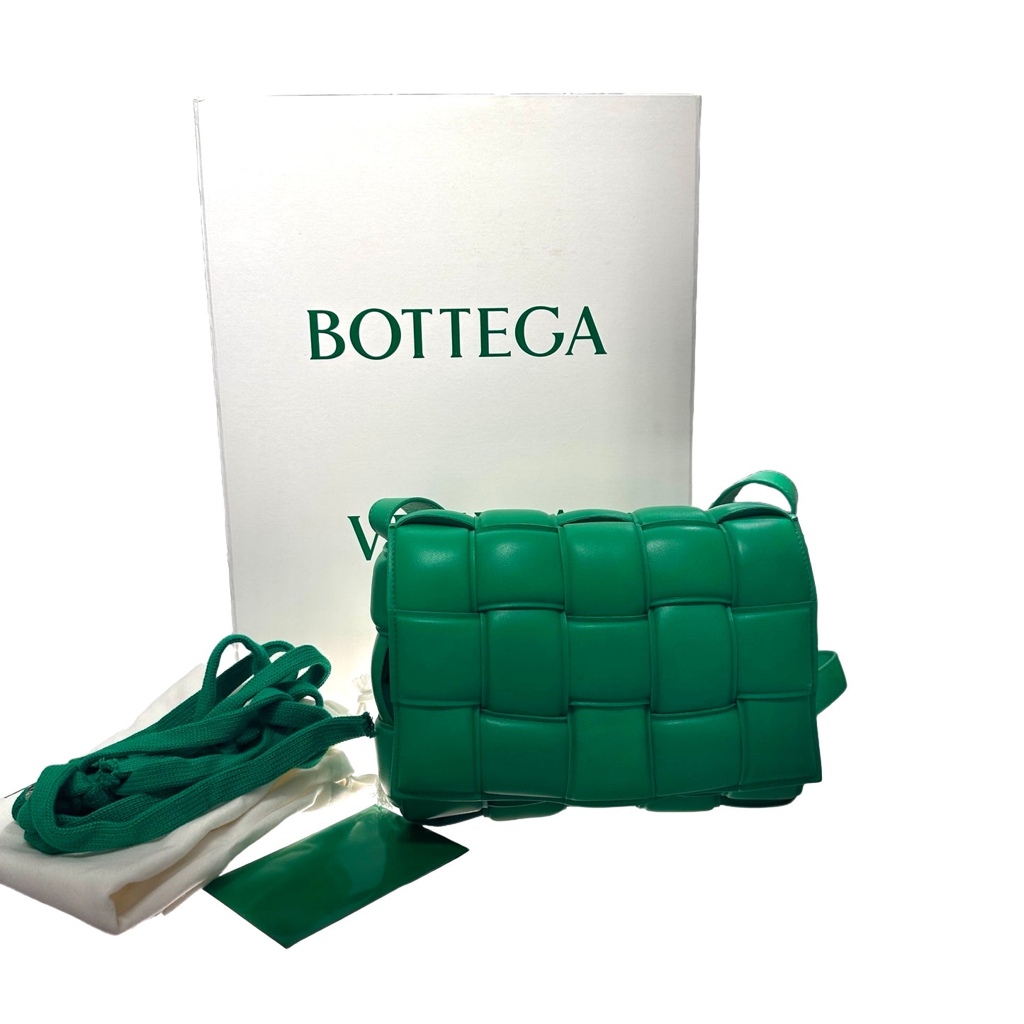 Used Bottega Veneta Calfskin Leather BV Cassette Camera Shoulder Bag Green PHW