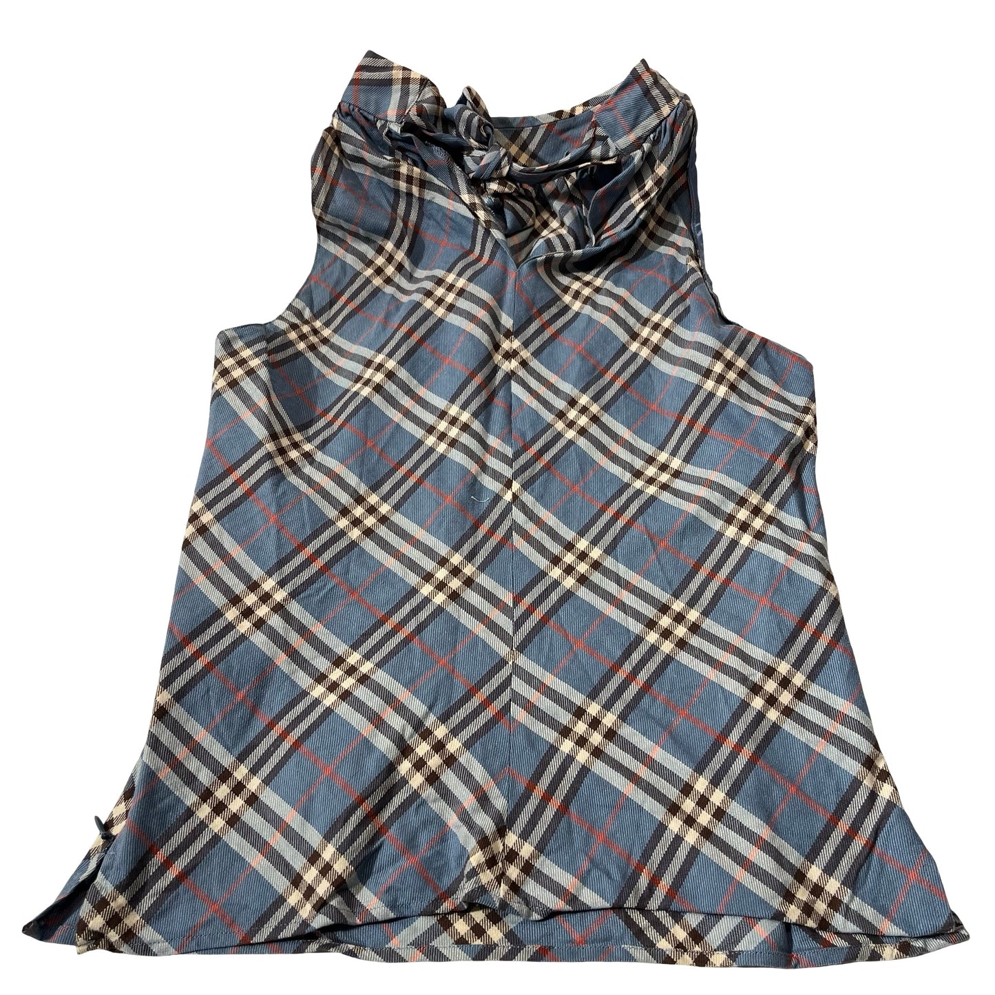 Used Burberry Cotton Blue格仔 Top Blue