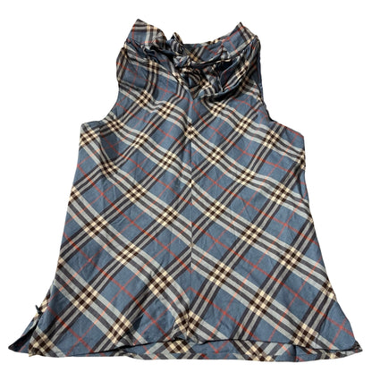 Used Burberry Cotton Blue格仔 Top Blue