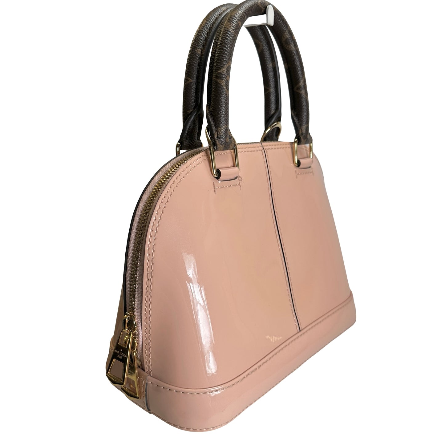 Used LOUIS VUITTON Monogram Vernis Alma Handbag Rose Velours Brown