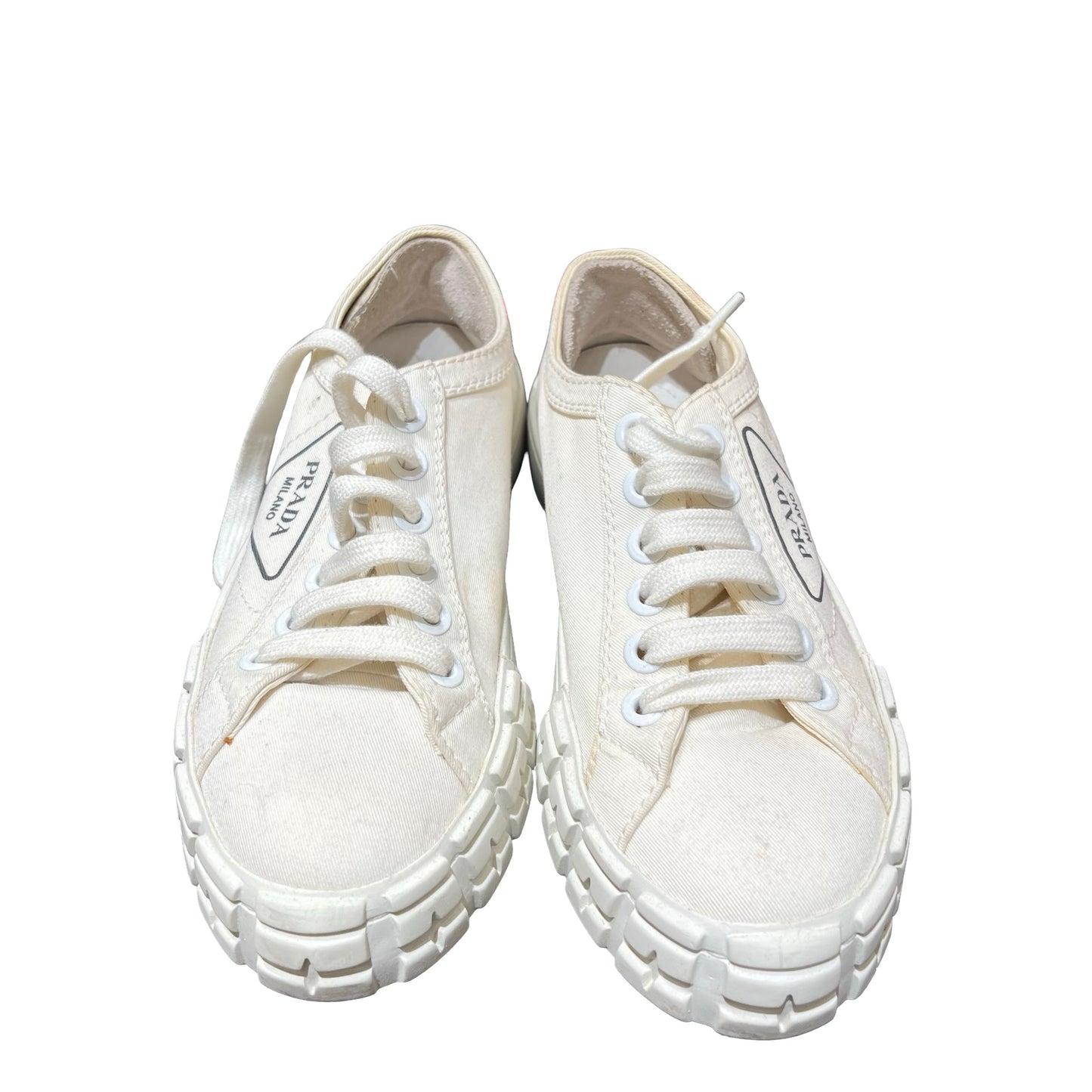 Used PRADA Gabardine Wheel Sneakers Shoes White