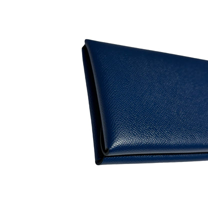 HERMES CALVI DUO DEEP BLUE COMPACT CARD HOLER [3000371]