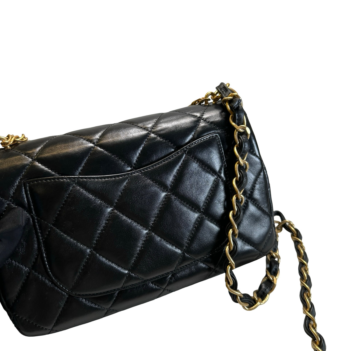 Used CHANEL Quilted Leather Classic Flap Chain shoulder bag Black Gold