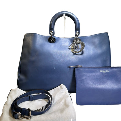 Used DIOR Leather Diorissimo Tote Bag Blue