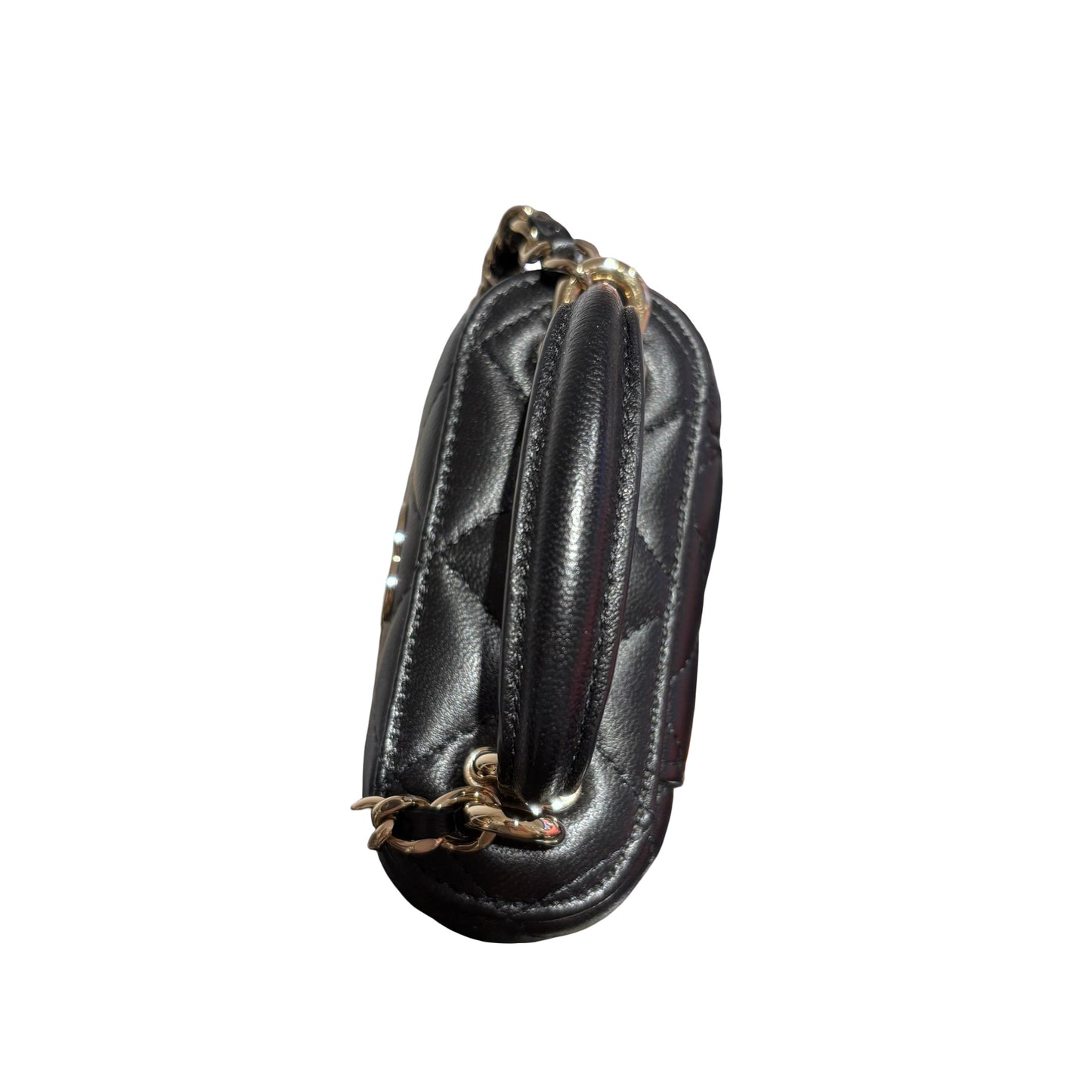 Used CHANEL Lambskin Leather Chain Shoulder Shoulder Bag Black GHW