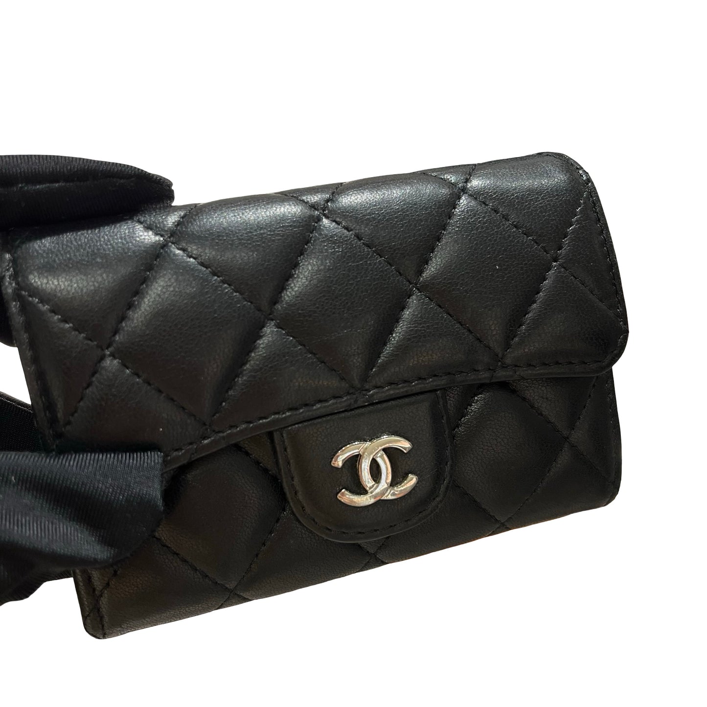 Used Chanel Lambskin Wallet Black PHW
