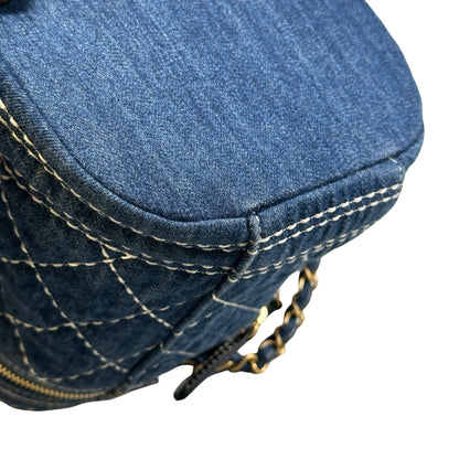 Used CHANEL Denim Bucket bag Cross body bag Denim blue