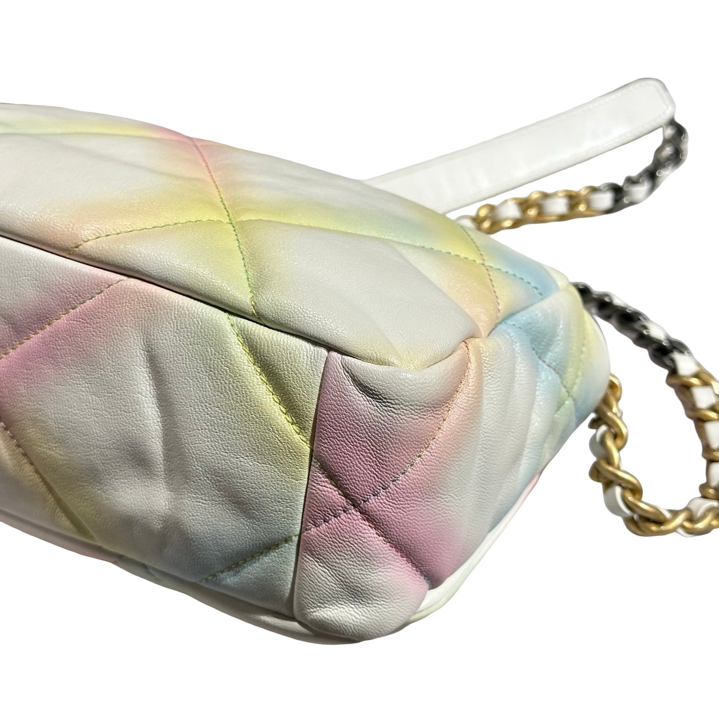 Used Chanel 19 Small Cross Body Bag Pastel Multi-color GHW