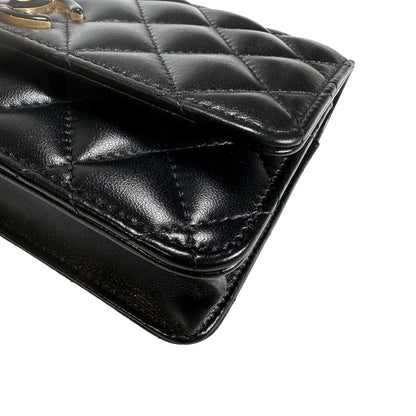 Used CHANEL Quilted Lambskin Wallet on chain Wallet on chain Black GHW