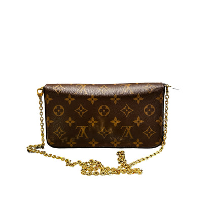 Used LOUIS VUITTON Monogram Pochette Felicie Cross Body Bag Brown Pink GHW