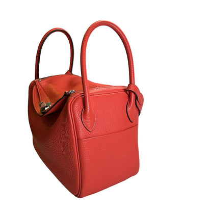 Used HERMES Clemence Lindy Handbag Pink