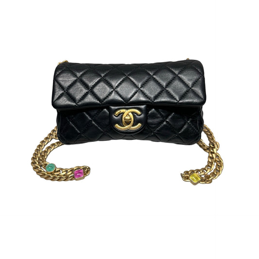 Used Chanel Chain Shoulder Bag Black GHW