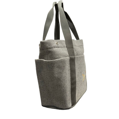 Used HERMES Canvas Animaux Nattes Nappy Bag Tote Bag Grey