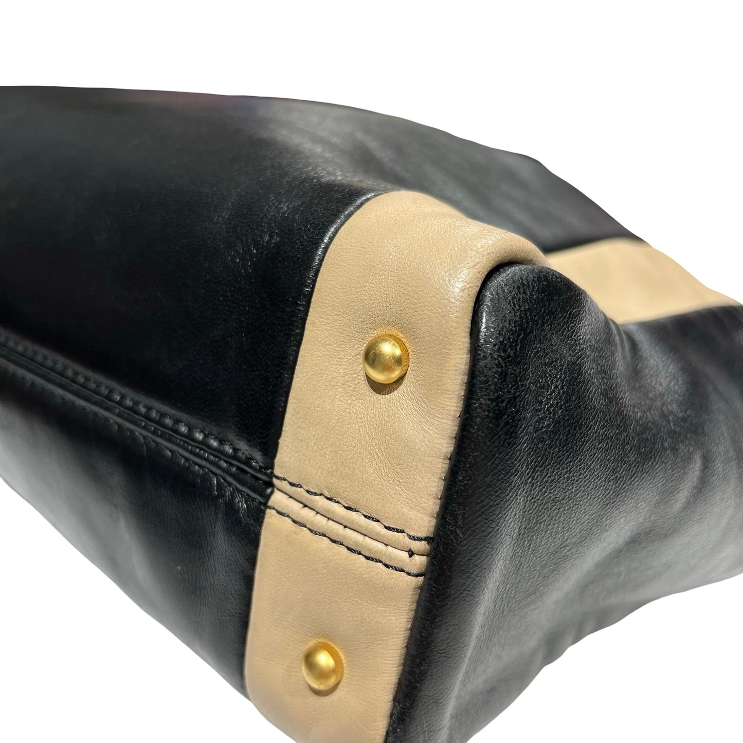 Chanel Shoulder Bag Black Beige Gold [3001098]
