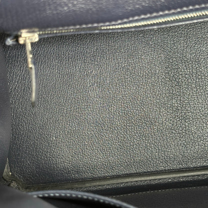 Used HERMES Leather Birkin Handbag Black Silver