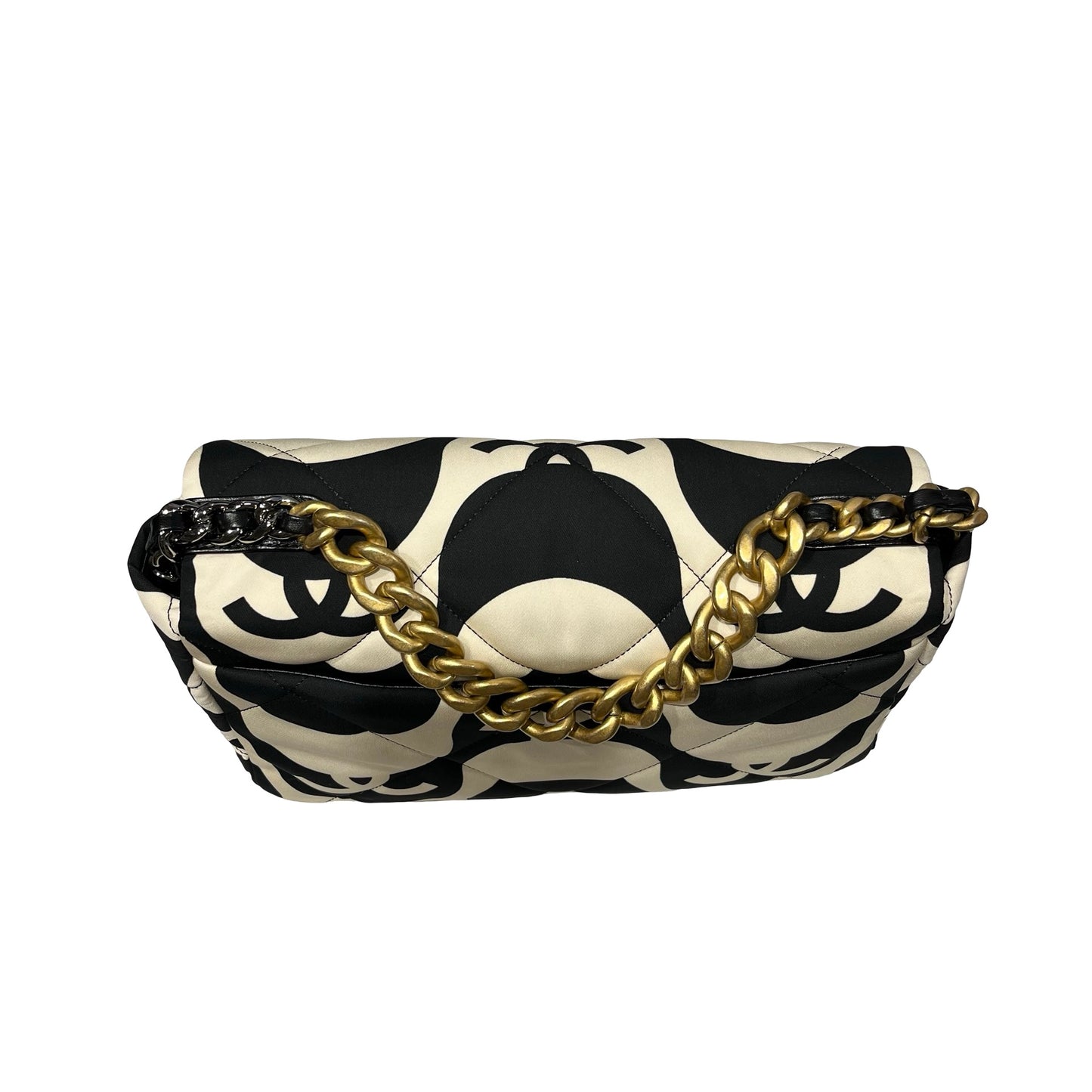 CHANEL 19 Medium Shoulder Bag Black GHW White