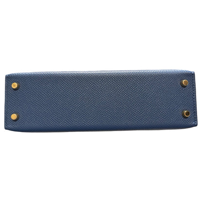 Used HERMÈS Mini Kelly II Two Way Shoulder Bag Blue GHW