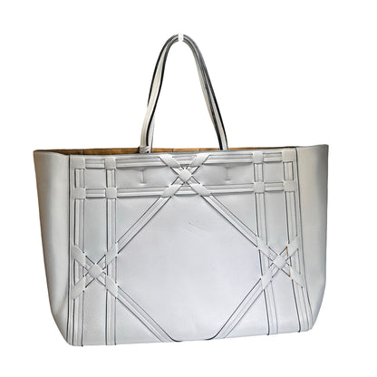 Used DIOR Leather Interlaced Shopper Tote Tote Bag White PHW