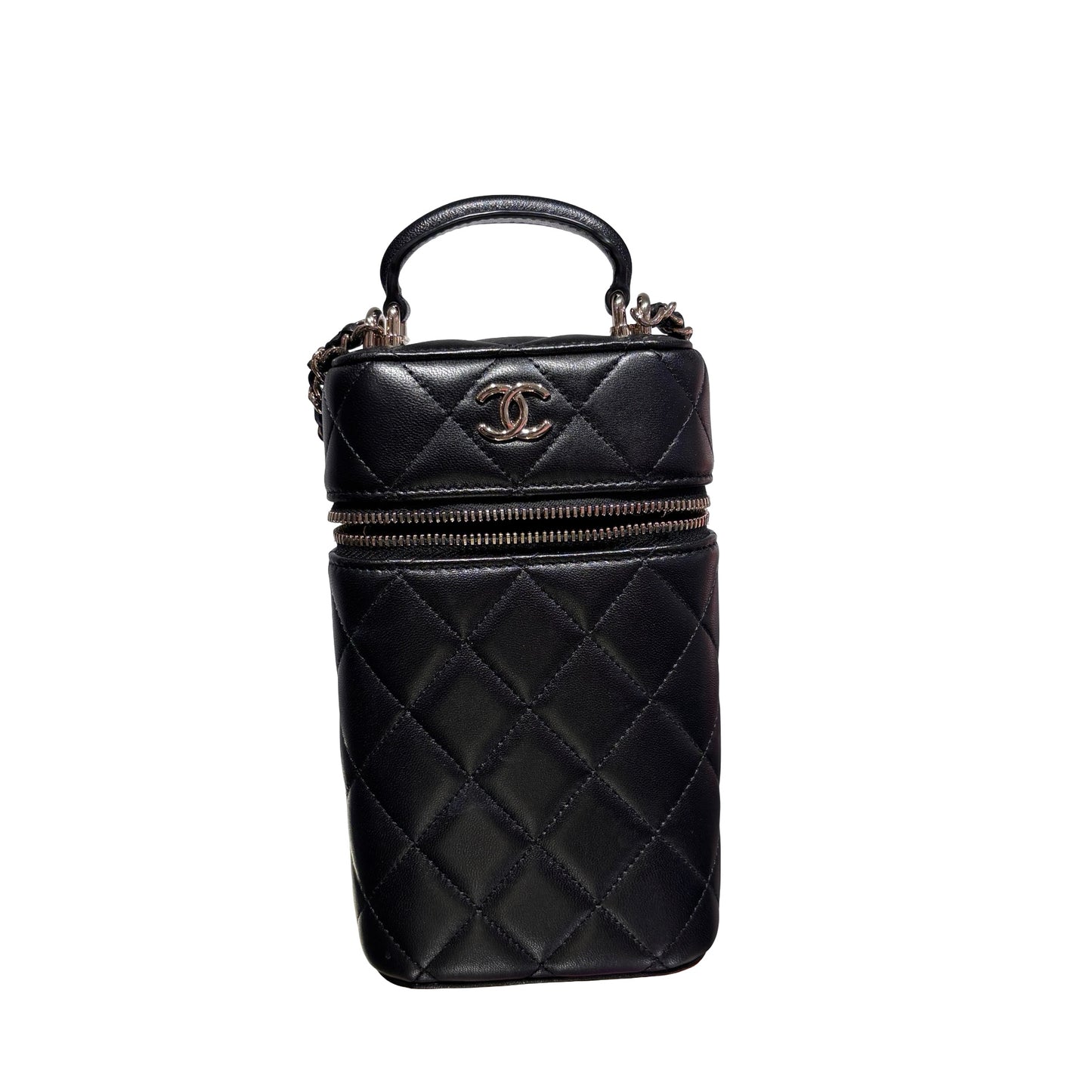 Used CHANEL Lambskin Leather Chain Shoulder Shoulder Bag Black GHW