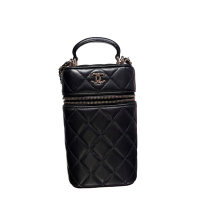 Used CHANEL Lambskin Leather Chain Shoulder Shoulder Bag Black GHW